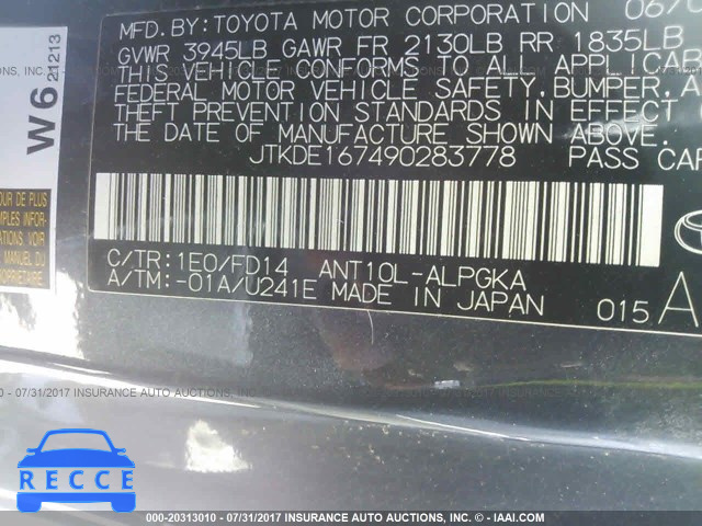 2009 TOYOTA SCION TC JTKDE167490283778 image 8