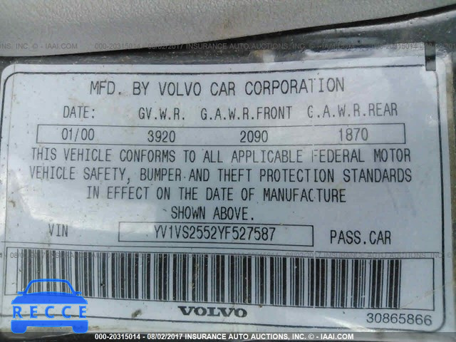 2000 Volvo S40 YV1VS2552YF527587 Bild 8