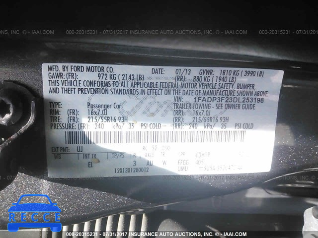2013 Ford Focus 1FADP3F23DL253198 image 8