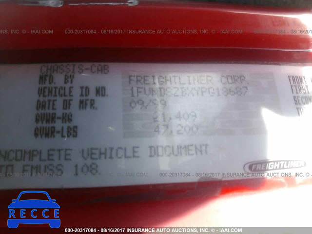 2000 FREIGHTLINER FLD FLD120 1FVNDSZBXYPG18687 зображення 9