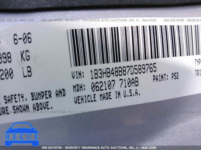 2007 Dodge Caliber 1B3HB48B87D589765 image 8
