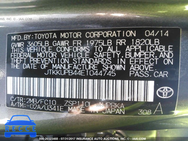 2014 Scion XD JTKKUPB44E1044745 image 8