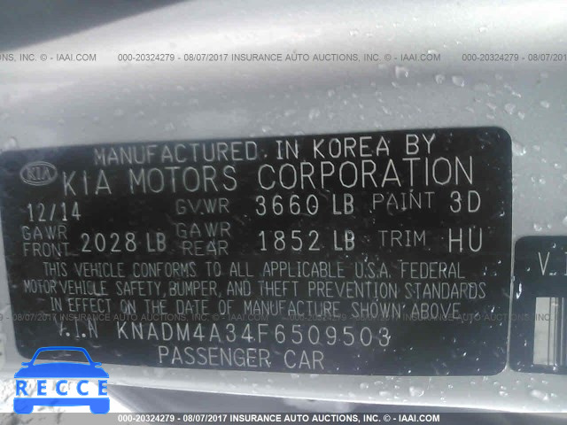 2015 KIA RIO KNADM4A34F6509503 image 8