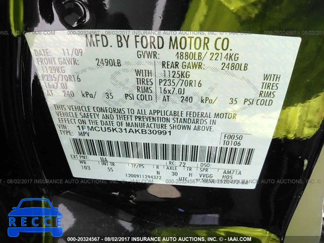 2010 Ford Escape 1FMCU5K31AKB30991 image 8