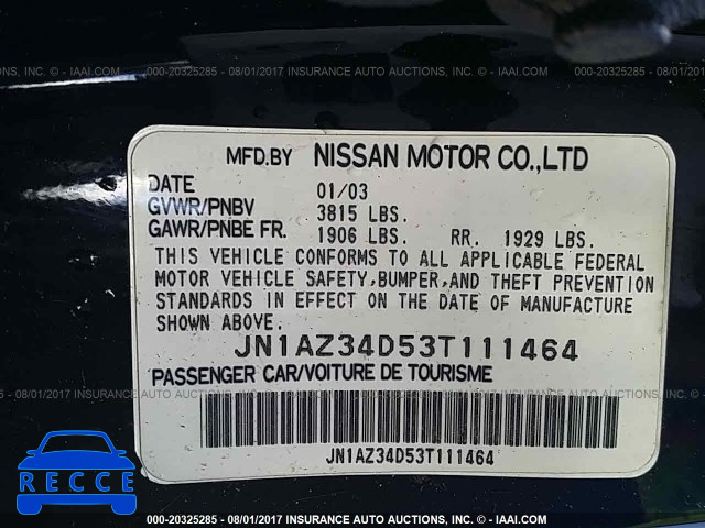 2003 Nissan 350Z JN1AZ34D53T111464 image 8