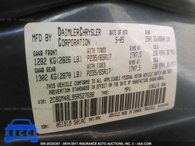 2005 Chrysler Pacifica 2C8GM48L95R527698 Bild 8
