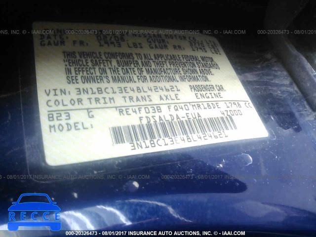 2008 Nissan Versa S/SL 3N1BC13E48L424621 image 8