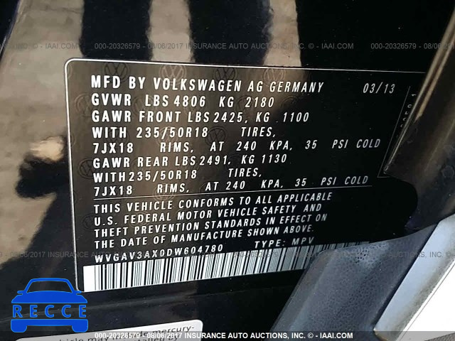 2013 Volkswagen Tiguan S/SE/SEL WVGAV3AX0DW604780 image 8