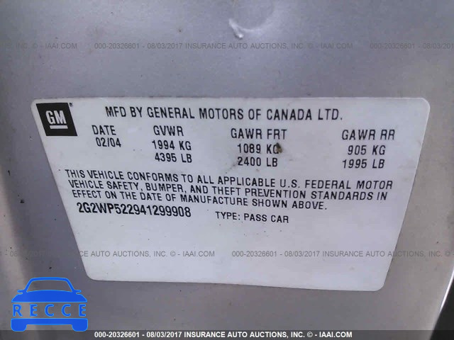 2004 Pontiac Grand Prix 2G2WP522941299908 image 8