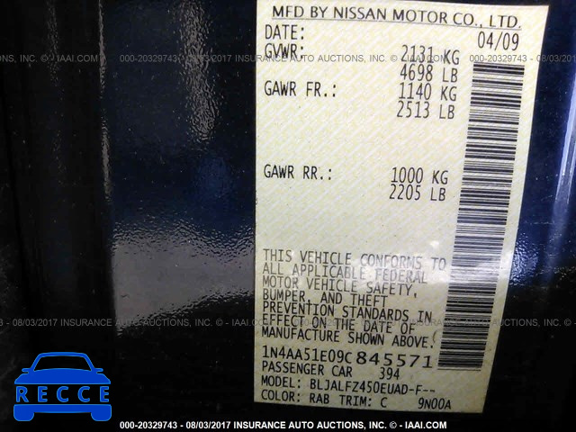 2009 Nissan Maxima S/SV 1N4AA51E09C845571 image 8