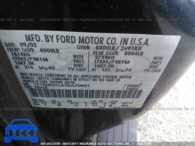 2003 Ford F250 SUPER DUTY 1FTNX21L63EA70891 image 8