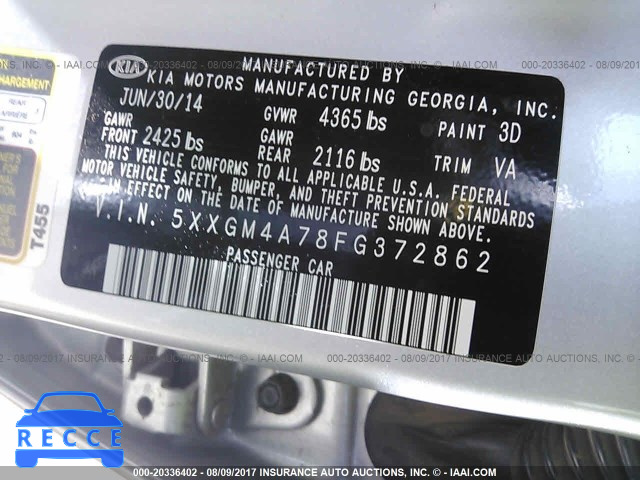 2015 KIA Optima 5XXGM4A78FG372862 image 8