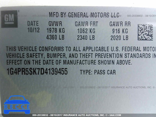 2013 Buick Verano 1G4PR5SK7D4139455 image 8