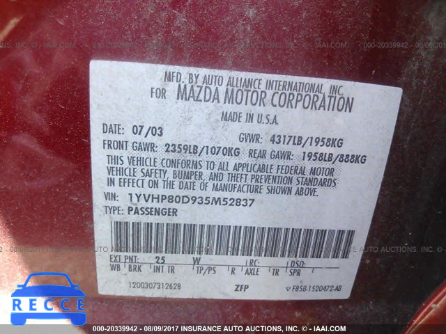 2003 Mazda 6 S 1YVHP80D935M52837 image 8