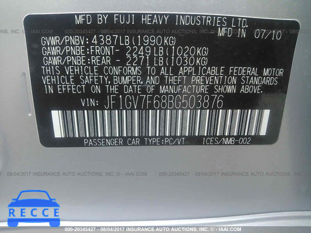 2011 Subaru Impreza WRX JF1GV7F68BG503876 image 8