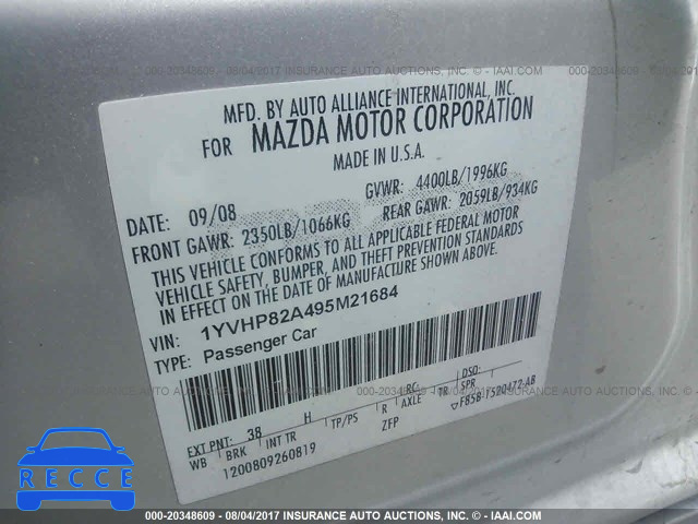 2009 Mazda 6 1YVHP82A495M21684 зображення 8