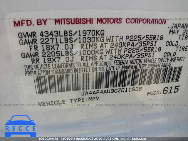 2012 Mitsubishi Outlander Sport SE JA4AP4AU9CZ011338 image 8