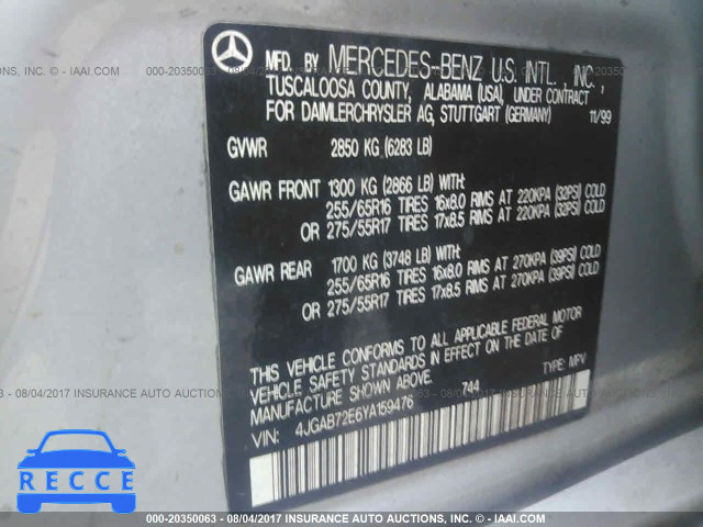 2000 Mercedes-benz ML 430 4JGAB72E6YA159476 image 8