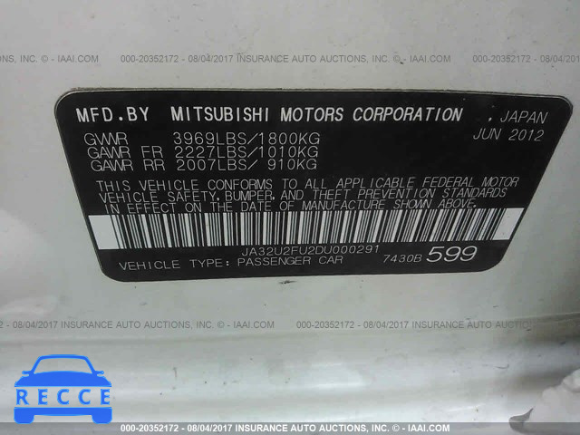 2013 Mitsubishi Lancer ES/ES SPORT JA32U2FU2DU000291 Bild 8