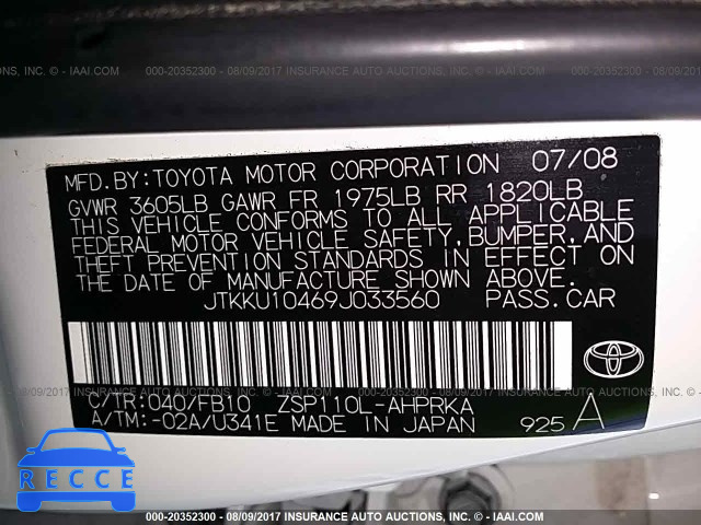 2009 Scion XD JTKKU10469J033560 Bild 8