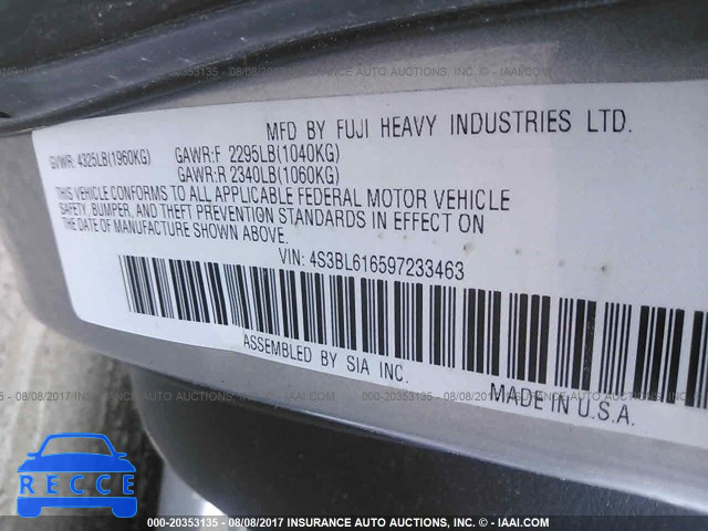 2009 Subaru Legacy 4S3BL616597233463 Bild 8