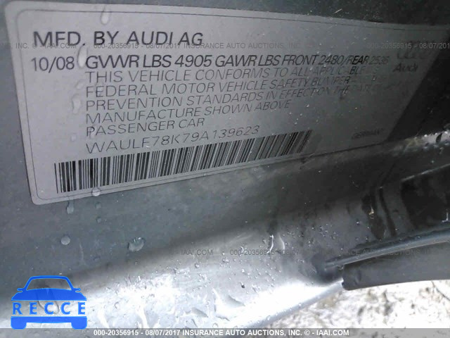 2009 Audi A4 WAULF78K79A139623 image 8