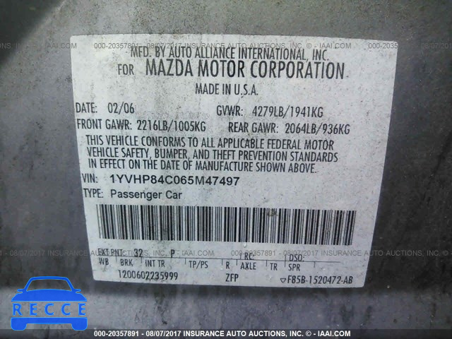 2006 Mazda 6 I 1YVHP84C065M47497 image 8