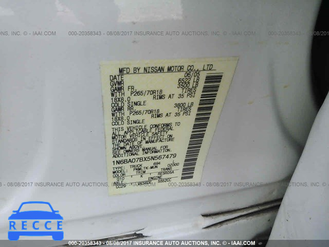 2005 Nissan Titan 1N6BA07BX5N567479 image 8