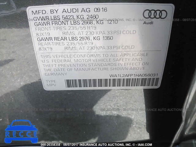 2017 AUDI Q5 PREMIUM PLUS WA1L2AFP1HA056031 image 8