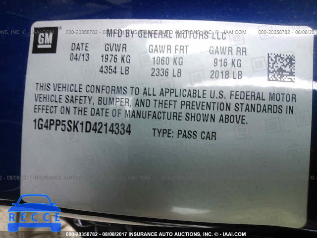 2013 Buick Verano 1G4PP5SK1D4214334 зображення 8