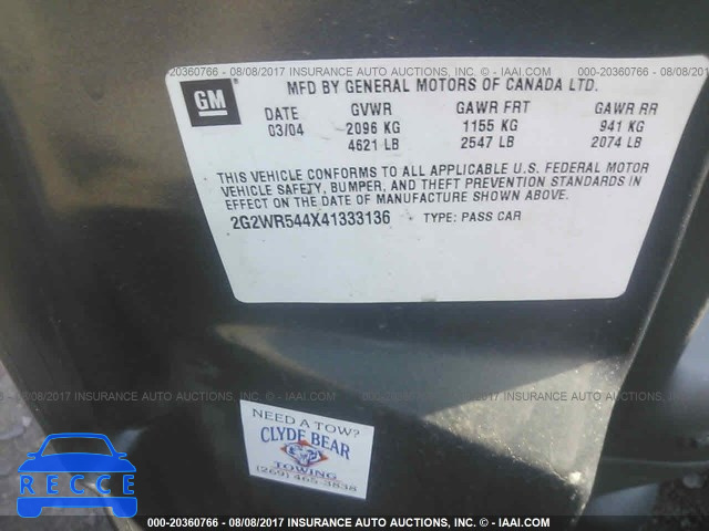 2004 Pontiac Grand Prix 2G2WR544X41333136 image 8