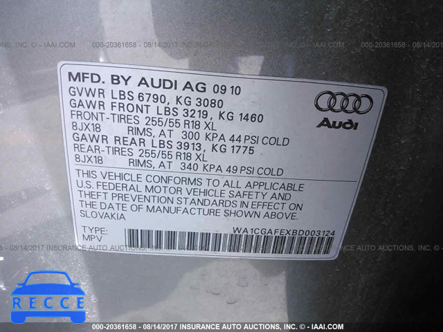 2011 Audi Q7 PREMIUM WA1CGAFEXBD003124 image 8
