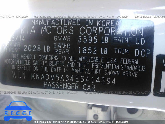 2014 KIA RIO LX KNADM5A34E6414394 image 8