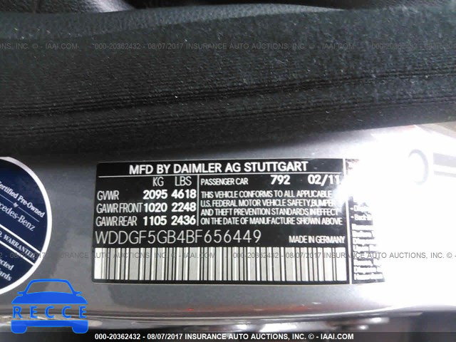 2011 Mercedes-benz C 350 WDDGF5GB4BF656449 image 8