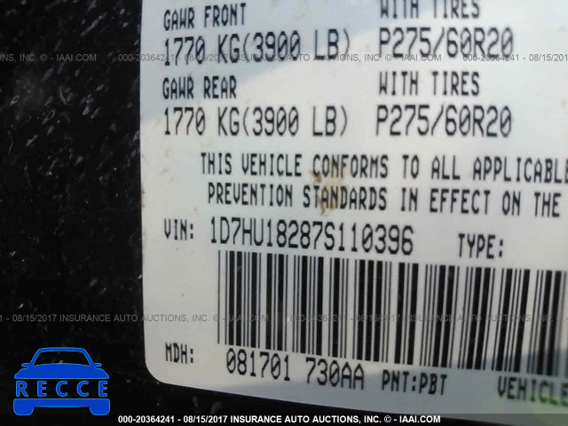 2007 Dodge RAM 1500 1D7HU18287S110396 image 8