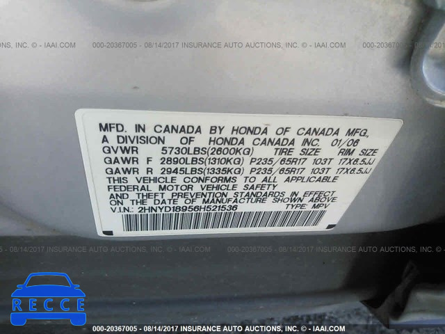 2006 Acura MDX TOURING 2HNYD18956H521536 image 8