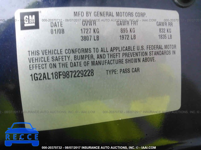 2008 Pontiac G5 1G2AL18F987229228 image 8