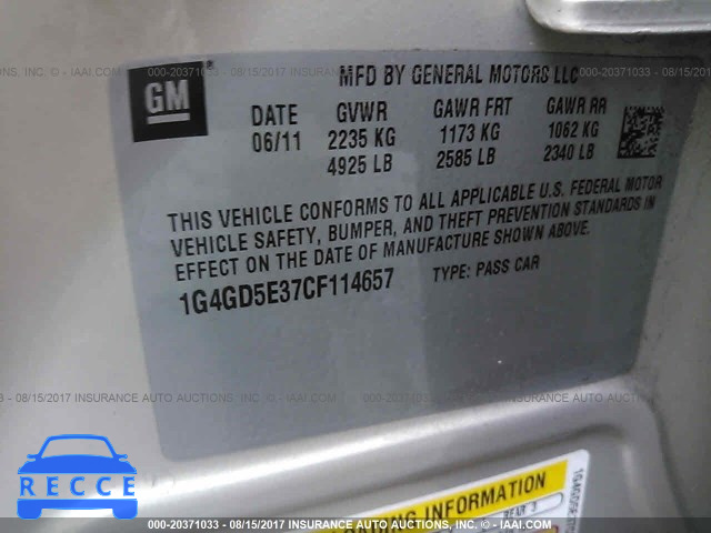 2012 Buick Lacrosse 1G4GD5E37CF114657 image 8