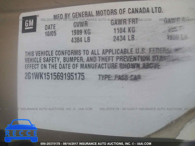 2006 Chevrolet Monte Carlo LT 2G1WK151569195175 зображення 8