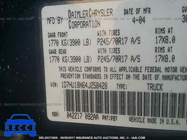 2004 Dodge RAM 1500 1D7HU18N64J258428 image 8