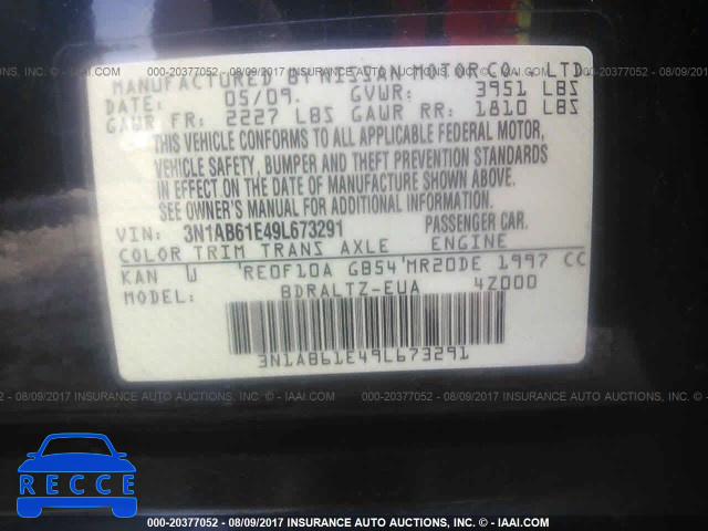 2009 Nissan Sentra 3N1AB61E49L673291 image 8