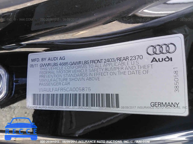 2012 Audi A5 WAULFAFR5CA005875 image 8