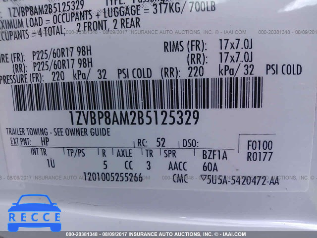 2011 Ford Mustang 1ZVBP8AM2B5125329 image 8