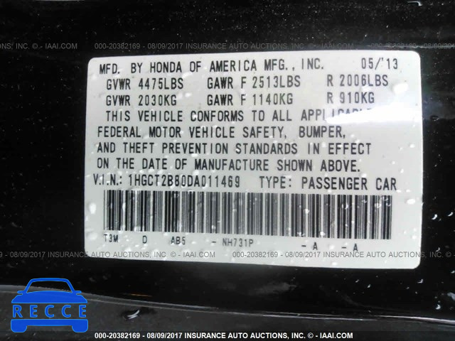 2013 Honda Accord 1HGCT2B80DA011469 image 8
