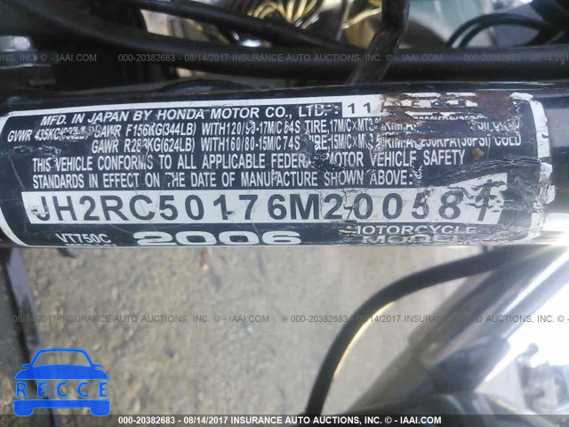 2006 Honda VT750 JH2RC50176M200581 Bild 9