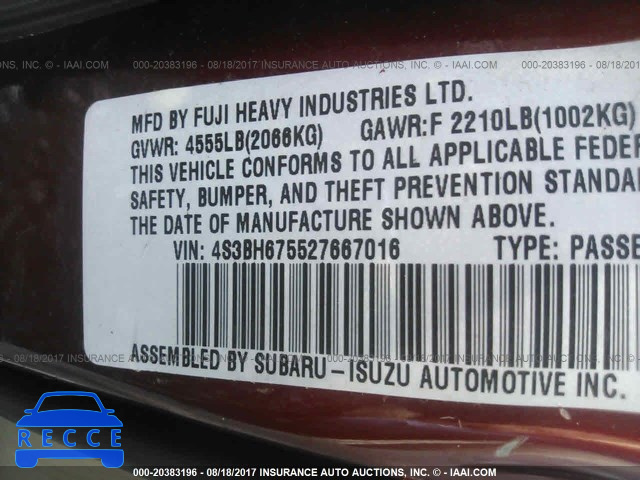 2002 Subaru Legacy 4S3BH675527667016 зображення 8