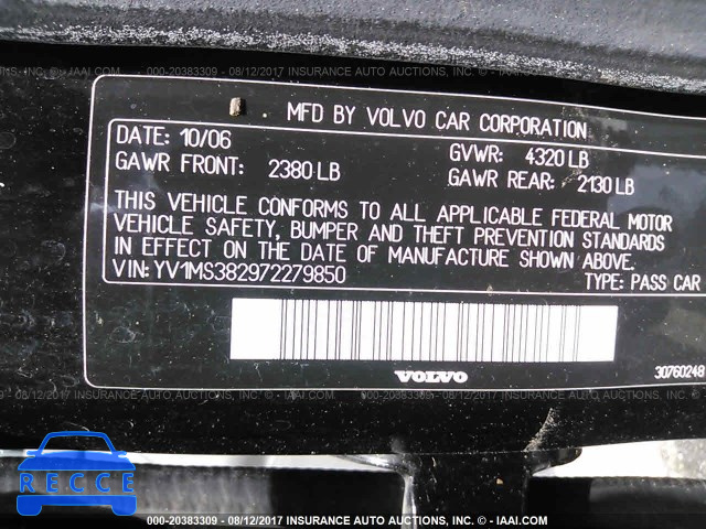 2007 Volvo S40 2.4I YV1MS382972279850 зображення 8