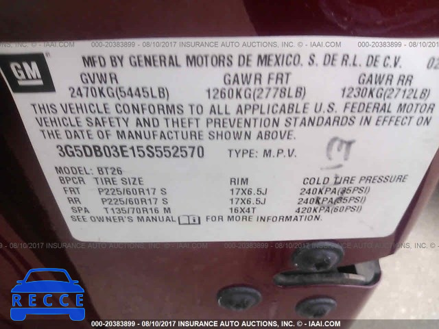 2005 BUICK RENDEZVOUS CX/CXL 3G5DB03E15S552570 image 8