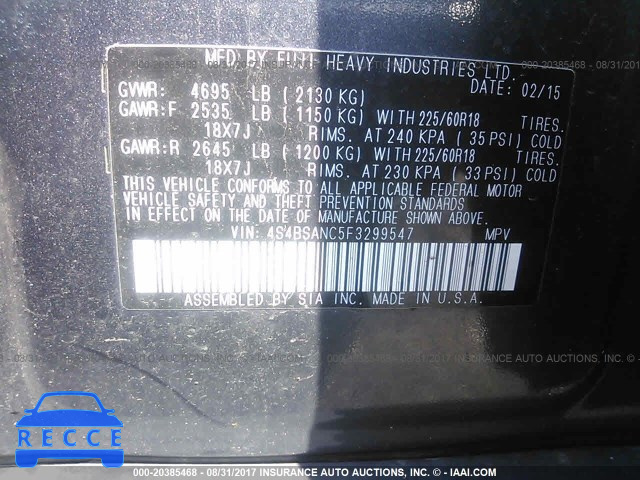 2015 Subaru Outback 2.5I LIMITED 4S4BSANC5F3299547 image 8