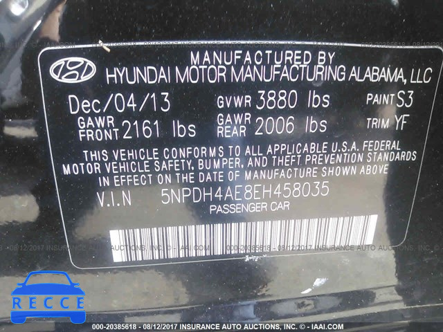 2014 Hyundai Elantra 5NPDH4AE8EH458035 Bild 8